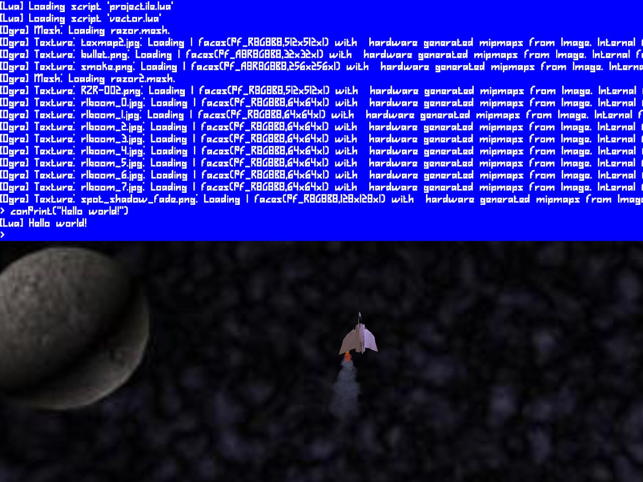 Command-line console with full Lua scripting engine